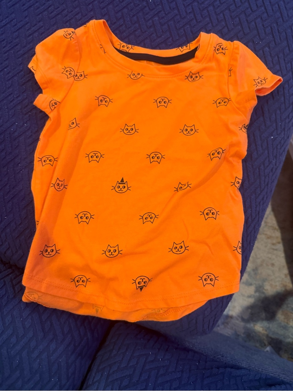 Toddler' Orange Cat Print Tee - Kids Shirts & Tops